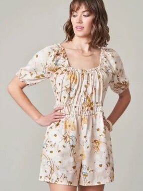 Spartina 449 Linen Floral Romper Size M